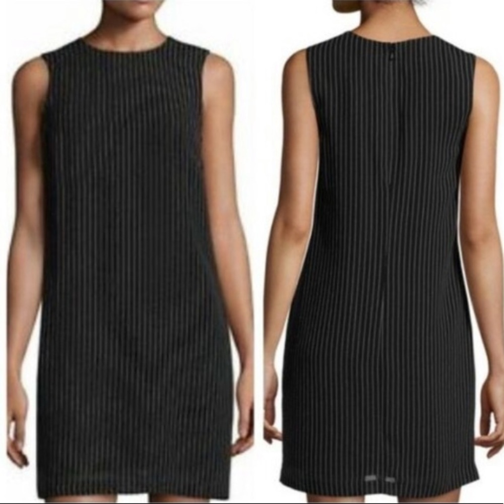 Theory Fogram Striped Shift Dress, Black/White